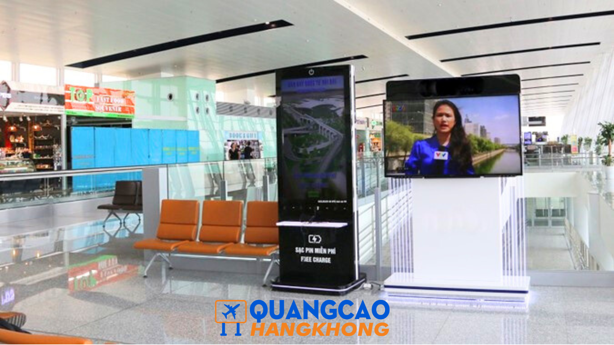 Quảng cáo sử dụng trạm sạc điện thoại, khu vực wifi miễn phí