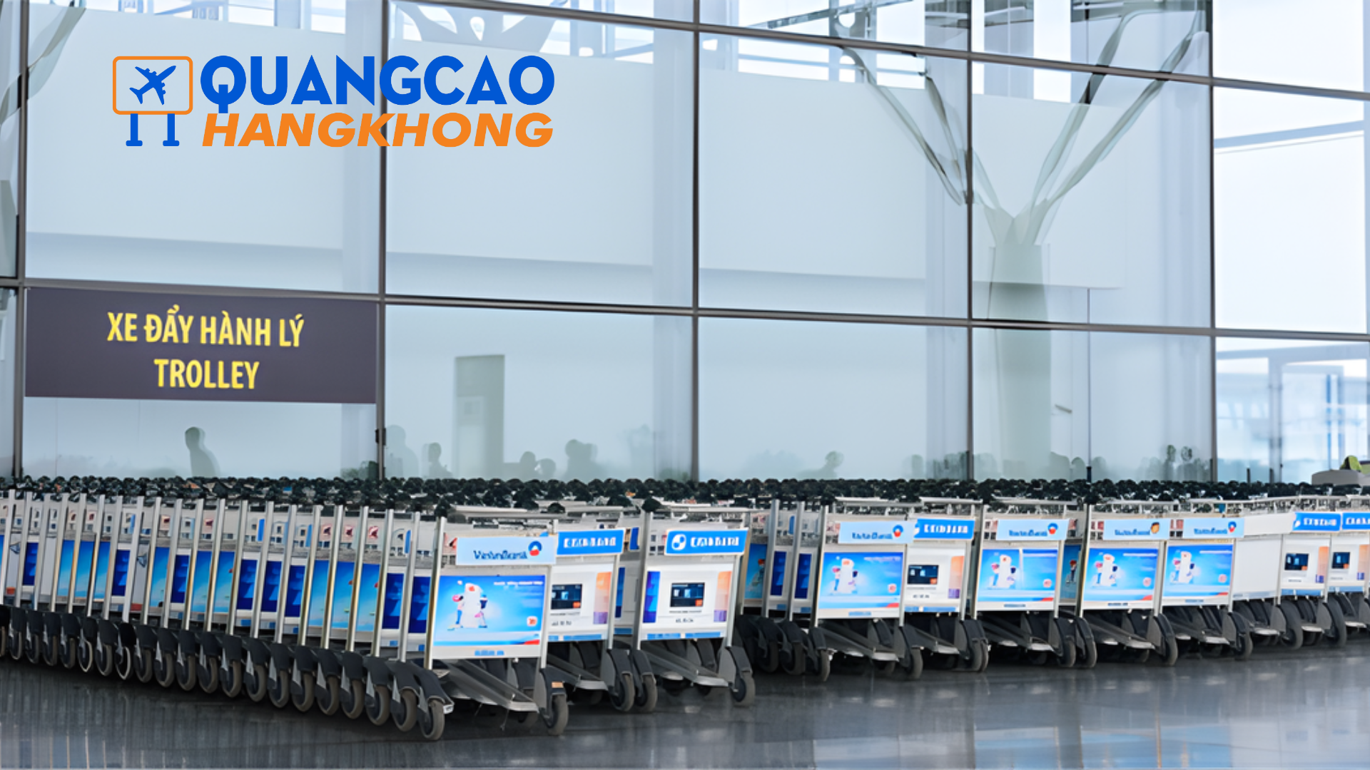 Quảng cáo trên xe đẩy hành lý 
