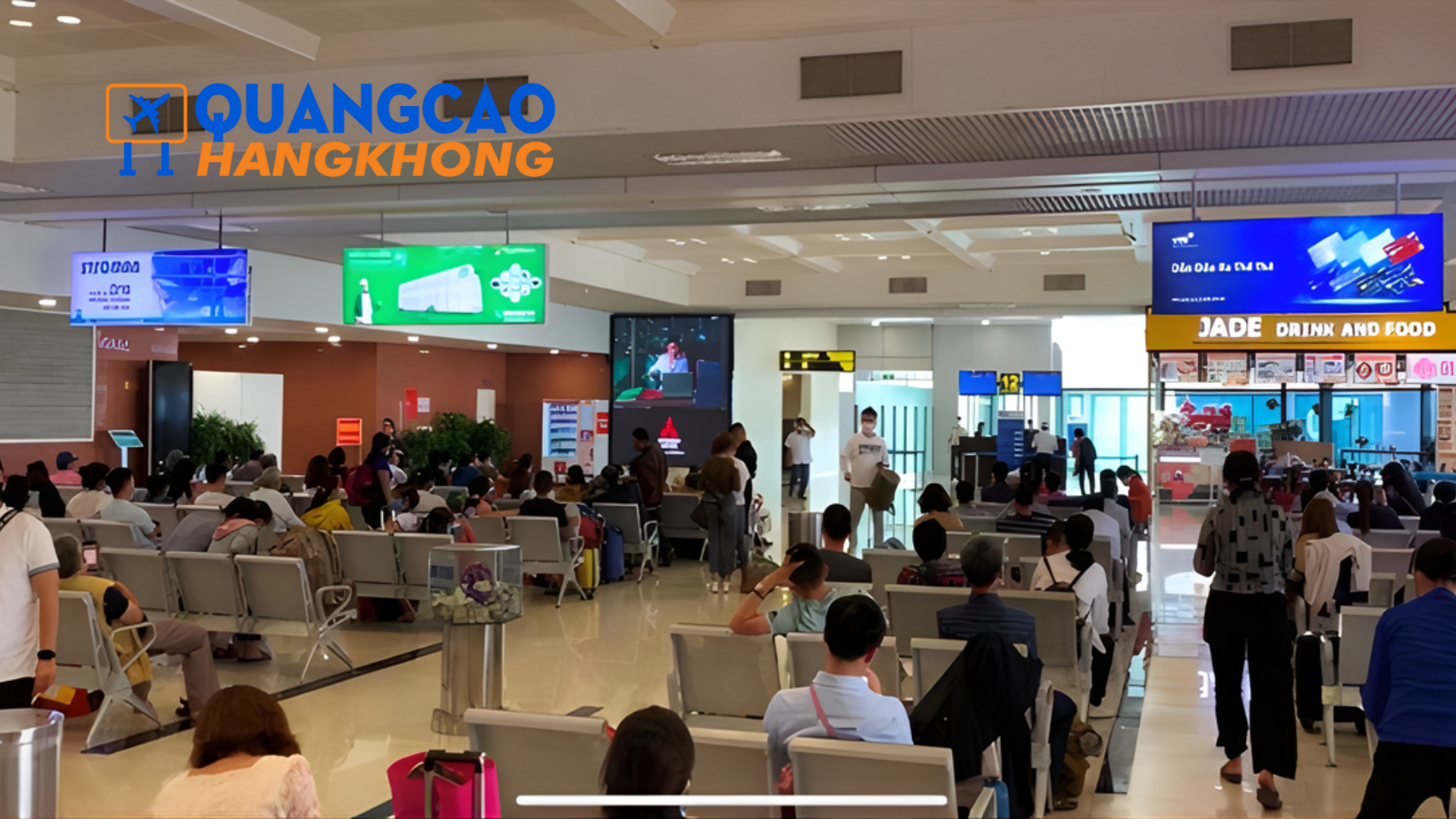 Quảng cáo màn hình LED khu vực chờ lên máy bay