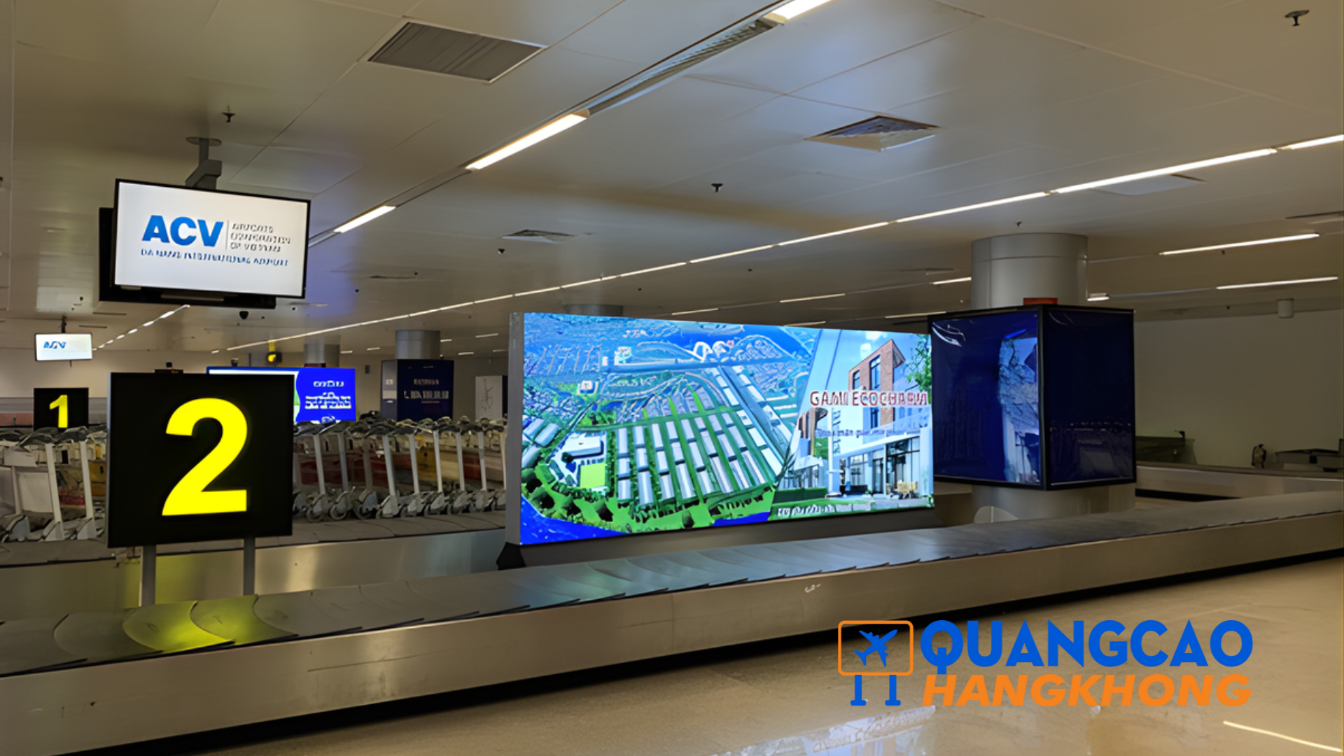 Quảng cáo màn hình LED khu vực băng chuyền hành lý