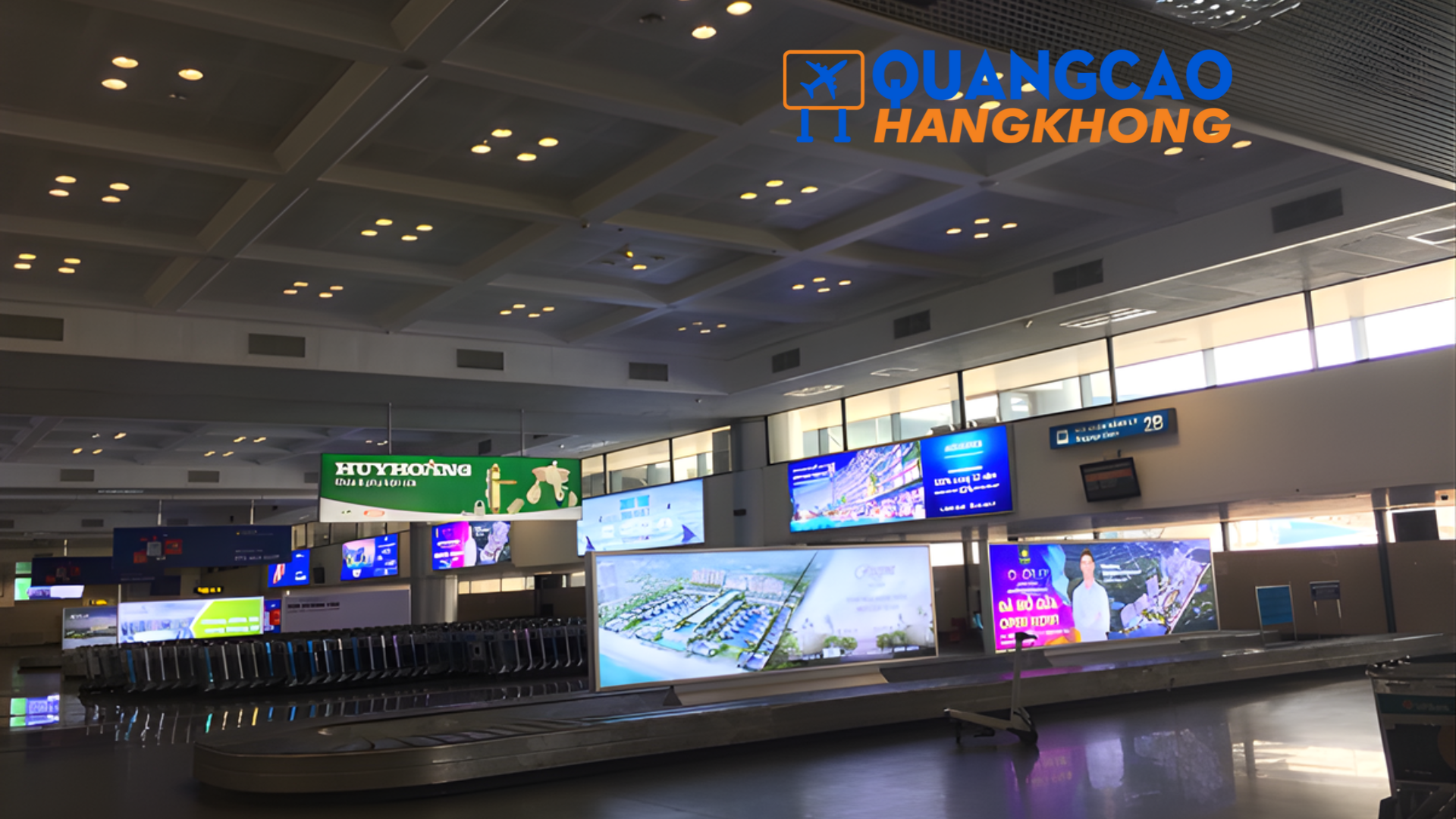 Quảng cáo màn hình LED khu vực băng chuyền hành lý