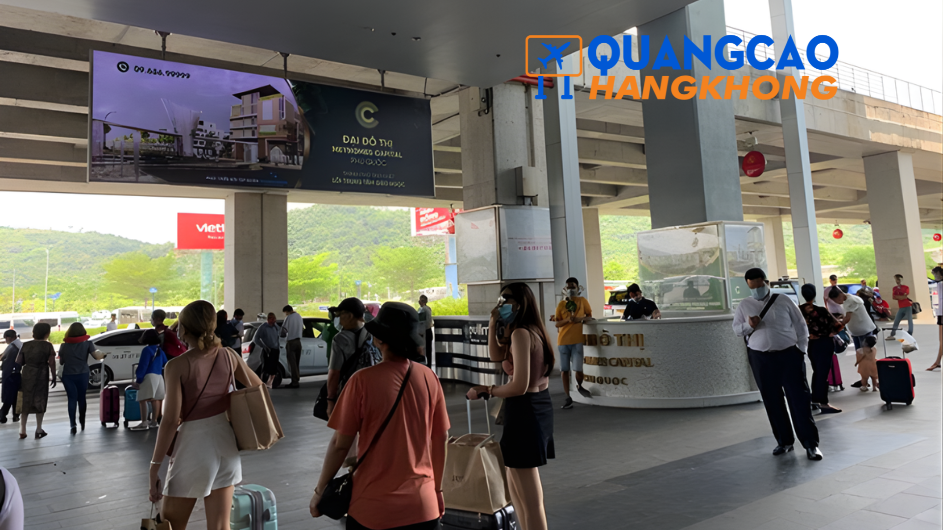 Biển hộp đèn quảng cáo sân bay sử dụng ánh sáng LED để làm nổi bật thông điệp quảng cáo