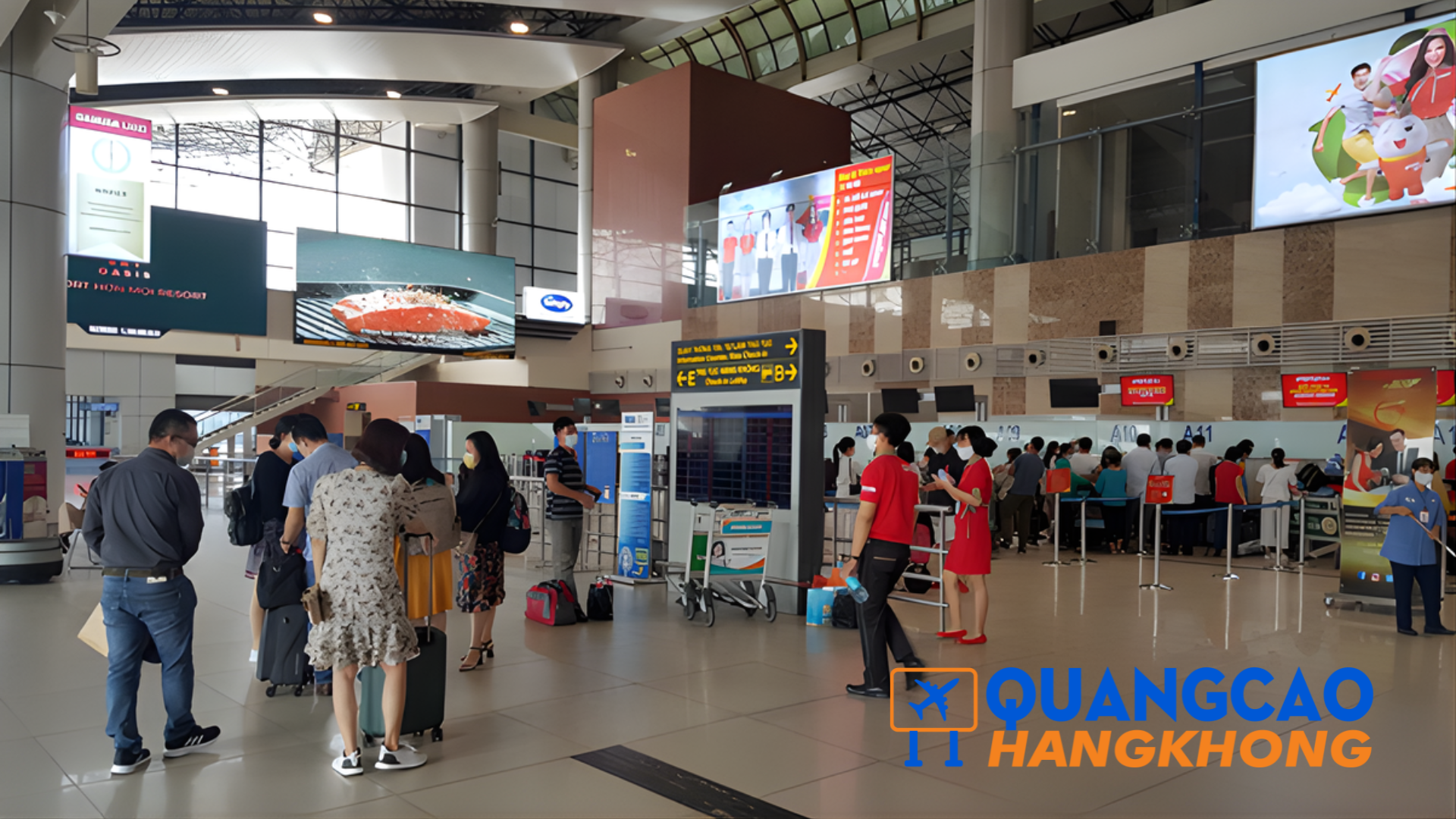 Quảng cáo biển hộp đèn tại khu vực check-in
