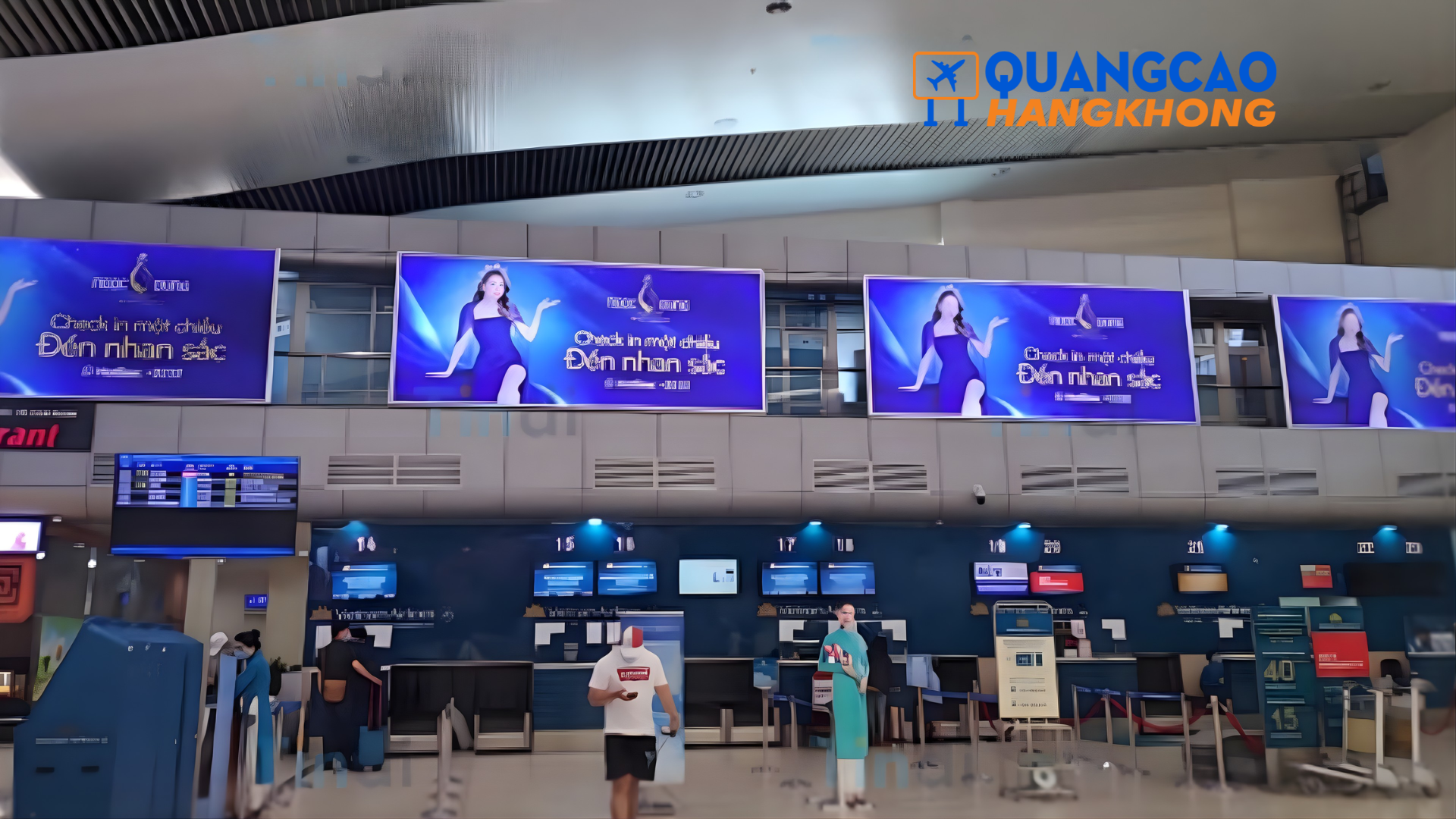 Quảng cáo biển hộp đèn khu vực check-in 