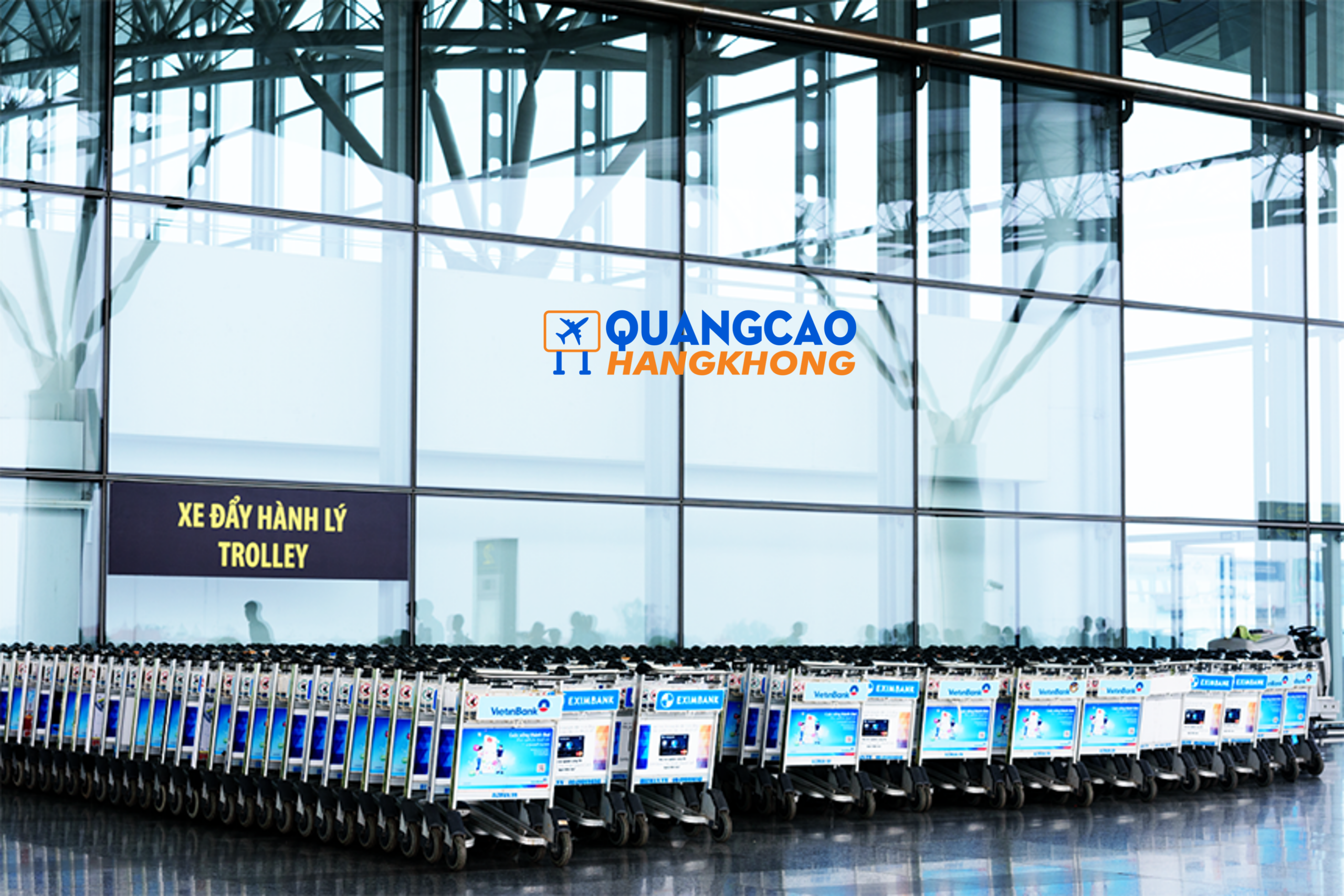 Chi phí quảng cáo xe đẩy hành lý ở sân bay phụ thuộc vào số lượng xe đẩy