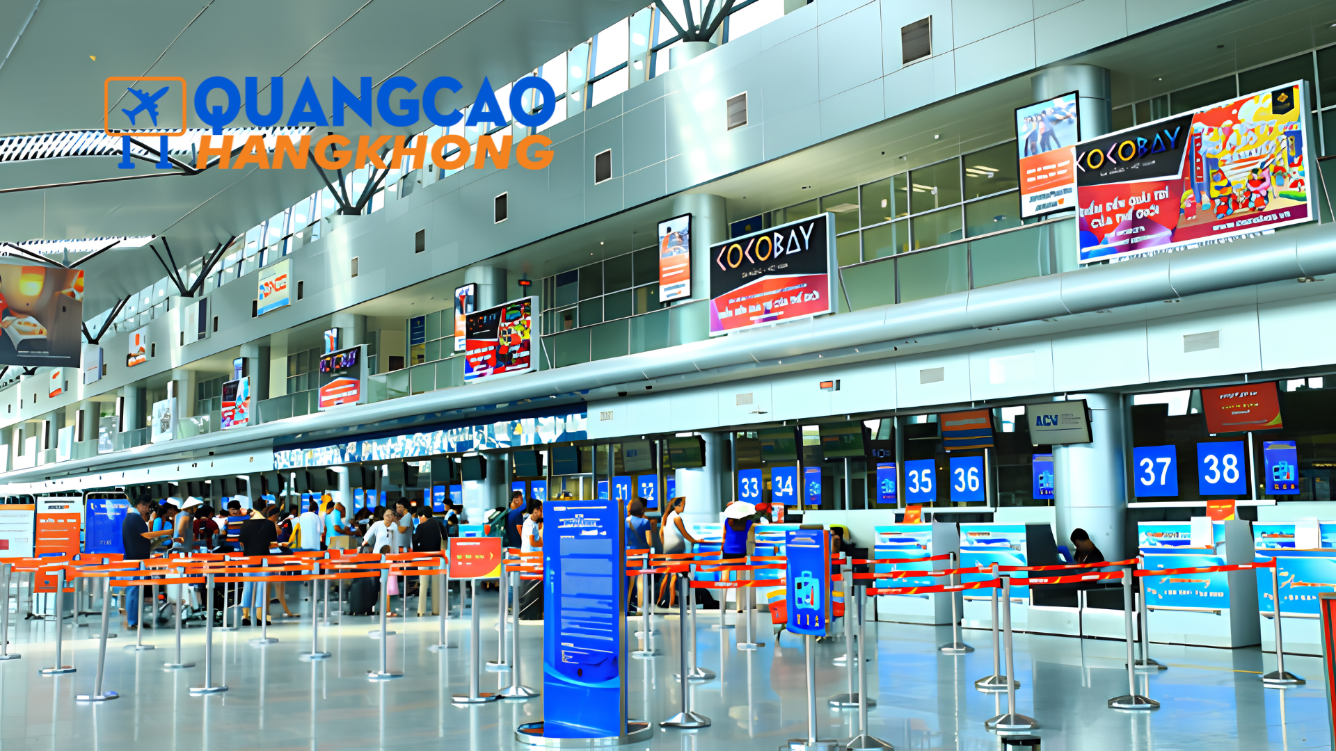 Quảng cáo biển hộp đèn khu vực check-in