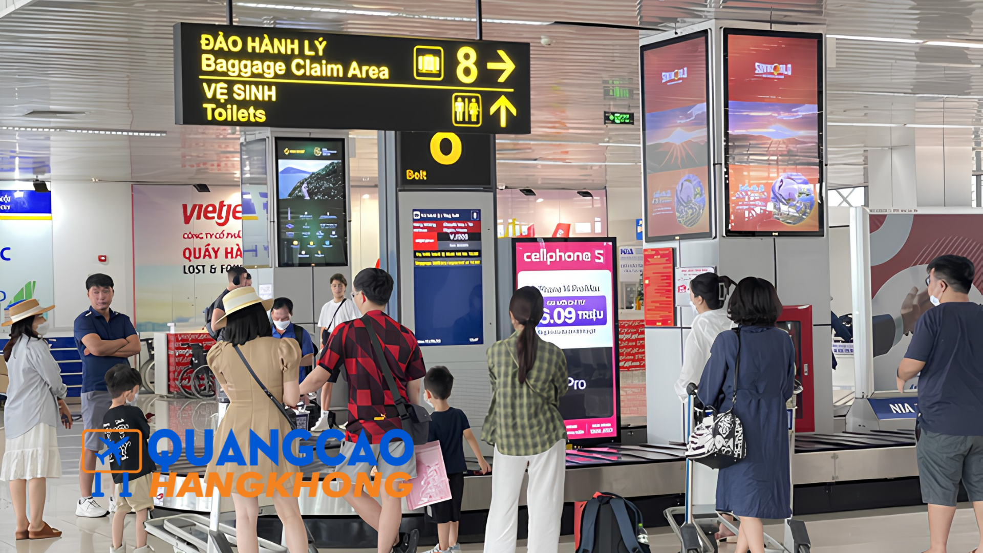 Quảng cáo biển hộp đèn khu vực băng chuyền hành lý