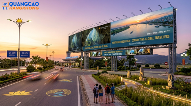 Pano quảng cáo tại sân bay Đồng Hới khu vực cổng ra vào sân bay