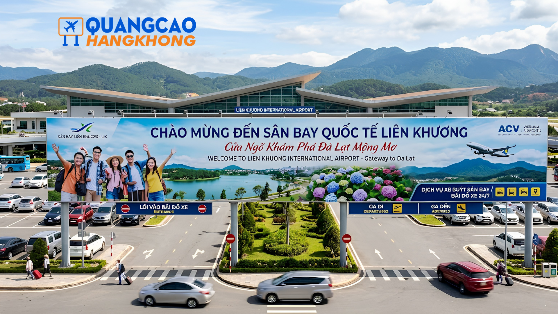 Pano quảng cáo khu vực bãi đỗ xe 