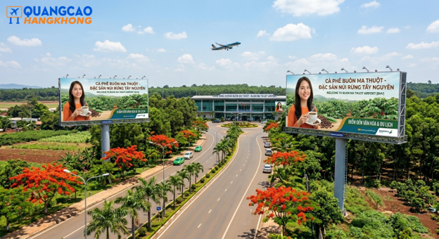 Pano quảng cáo tại sân bay Buôn Ma Thuột tuyến đường dẫn vào sân bay Buôn Ma Thuột