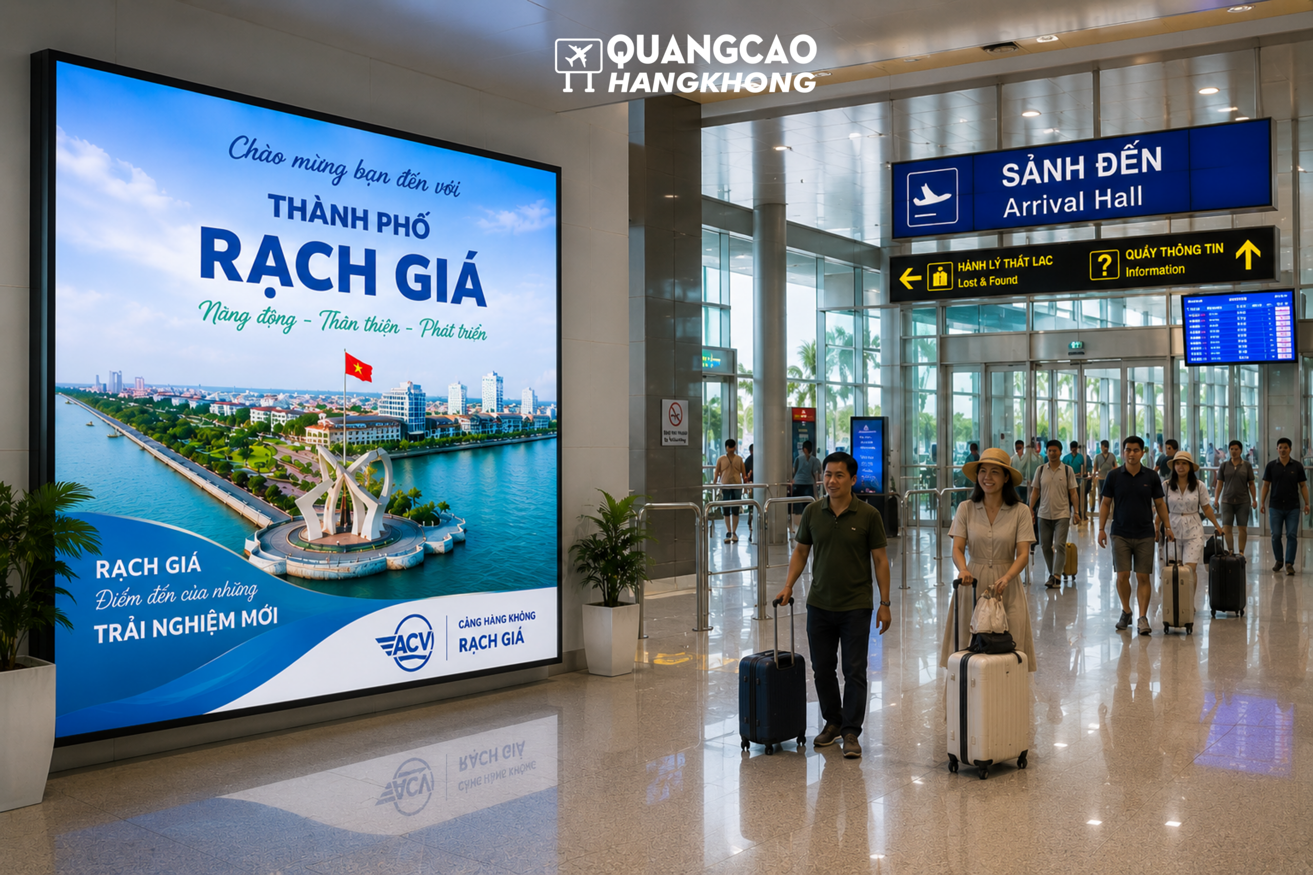 Pano quảng cáo tại khu vực sảnh đến của sân bay