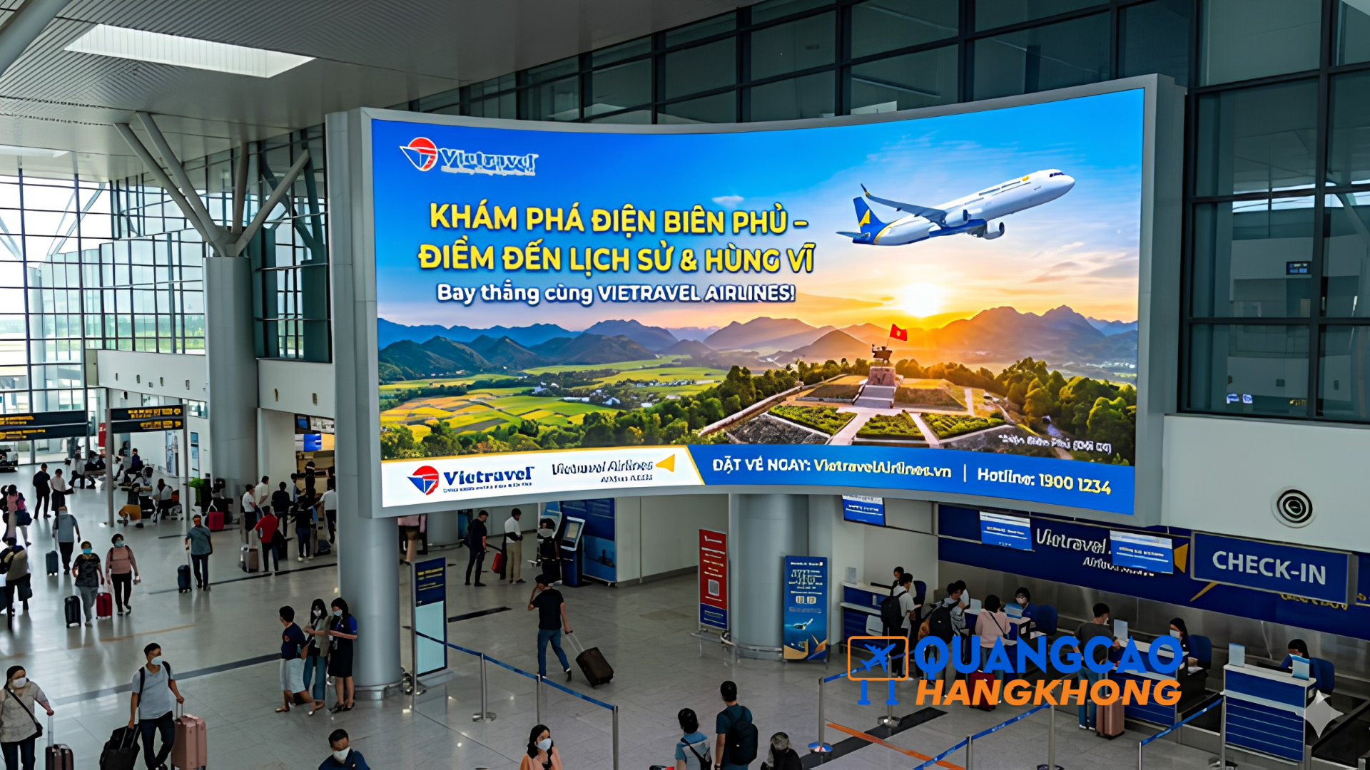 Pano quảng cáo tại khu vực sảnh check-in